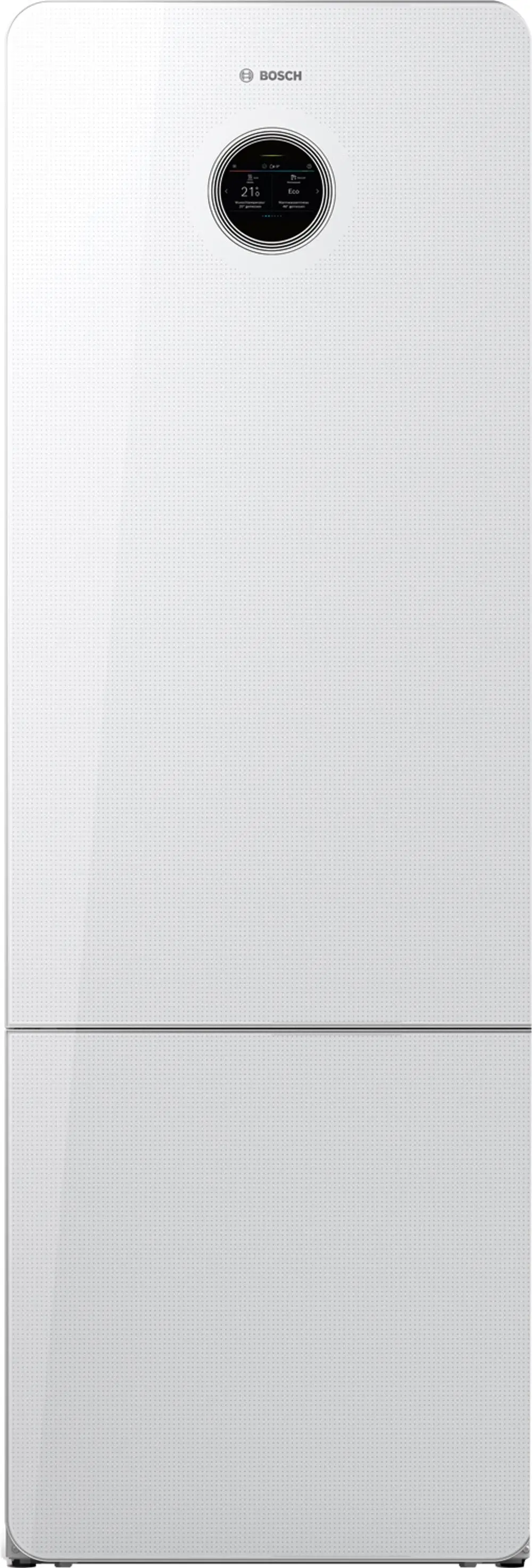Kühlschrank von Bosch mit einem kompakten und modernen Design. Das Gerät hat eine digitale Steuerung, die Temperatur und Energieeffizienz anzeigt.